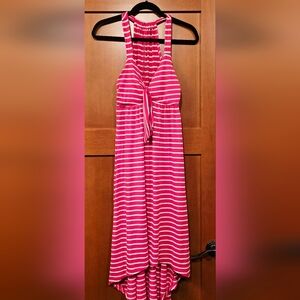 Charming Pink Striped Womens Dress